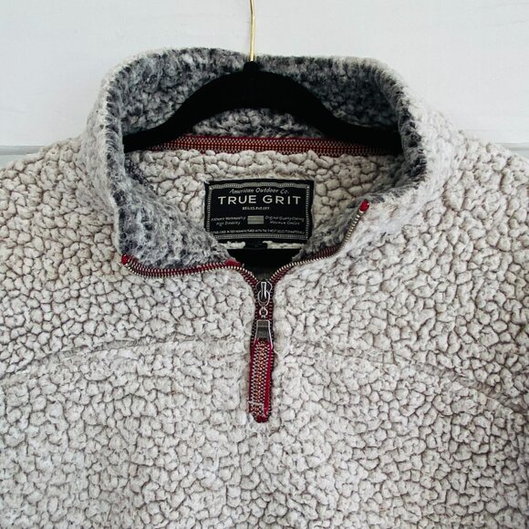 True Grit Women's Medium Quarter Zip Sherpa Pullover Fleece Sweater in Cream - Picture 4 of 9